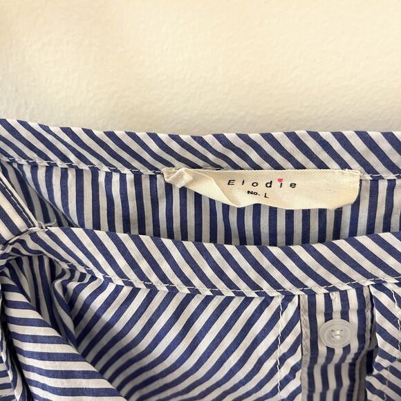 Elodie Stripe Blue & White Off The Shoulder Top - Large - Picture 5 of 9